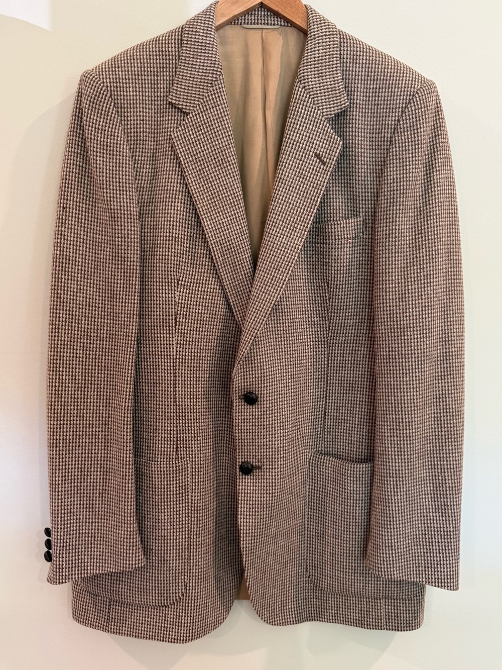Vintage Empire Haute Nive 100% Pure New Wool Houndstooth Blazer Sport Coat